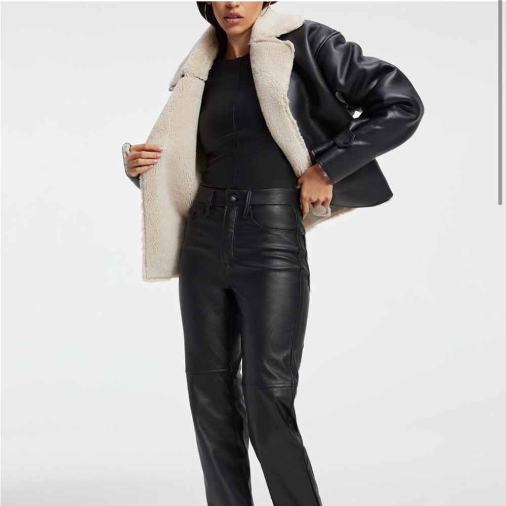 Good American Bomber style vegan leather jacket size 5/6 (2XL/3XL) New!! - Picture 8 of 10